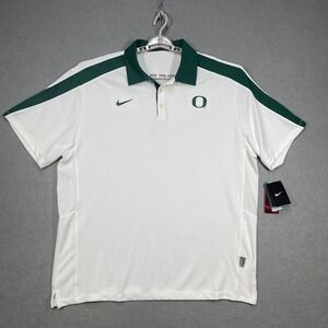 Oregon Ducks Polo Shirt Mens XL White Green Nike Club Collar NCAA Authentic 2011